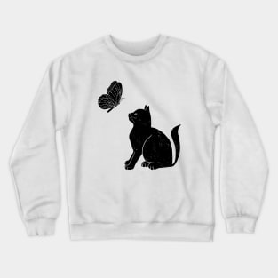 Cat and Butterfly Crewneck Sweatshirt